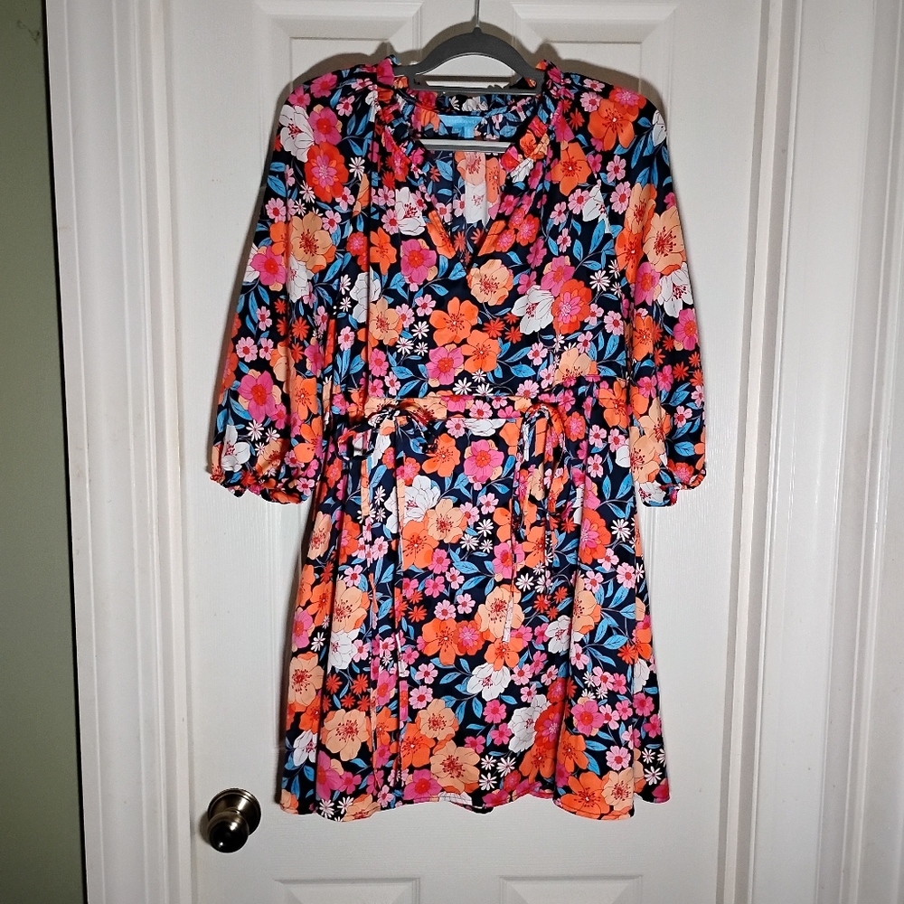 Draper James Colorful Silky Floral Dress